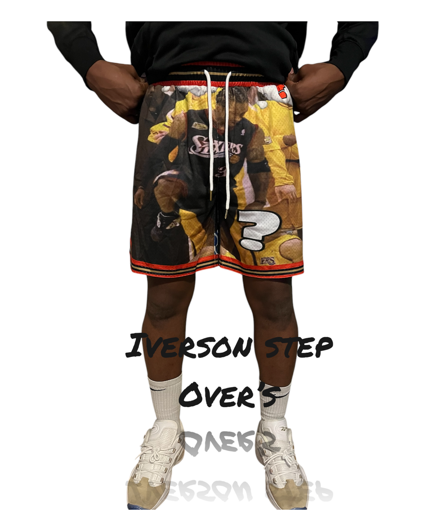 ALLEN IVERSON STEP OVER "QUESTIONS EMOJI SHORTS"